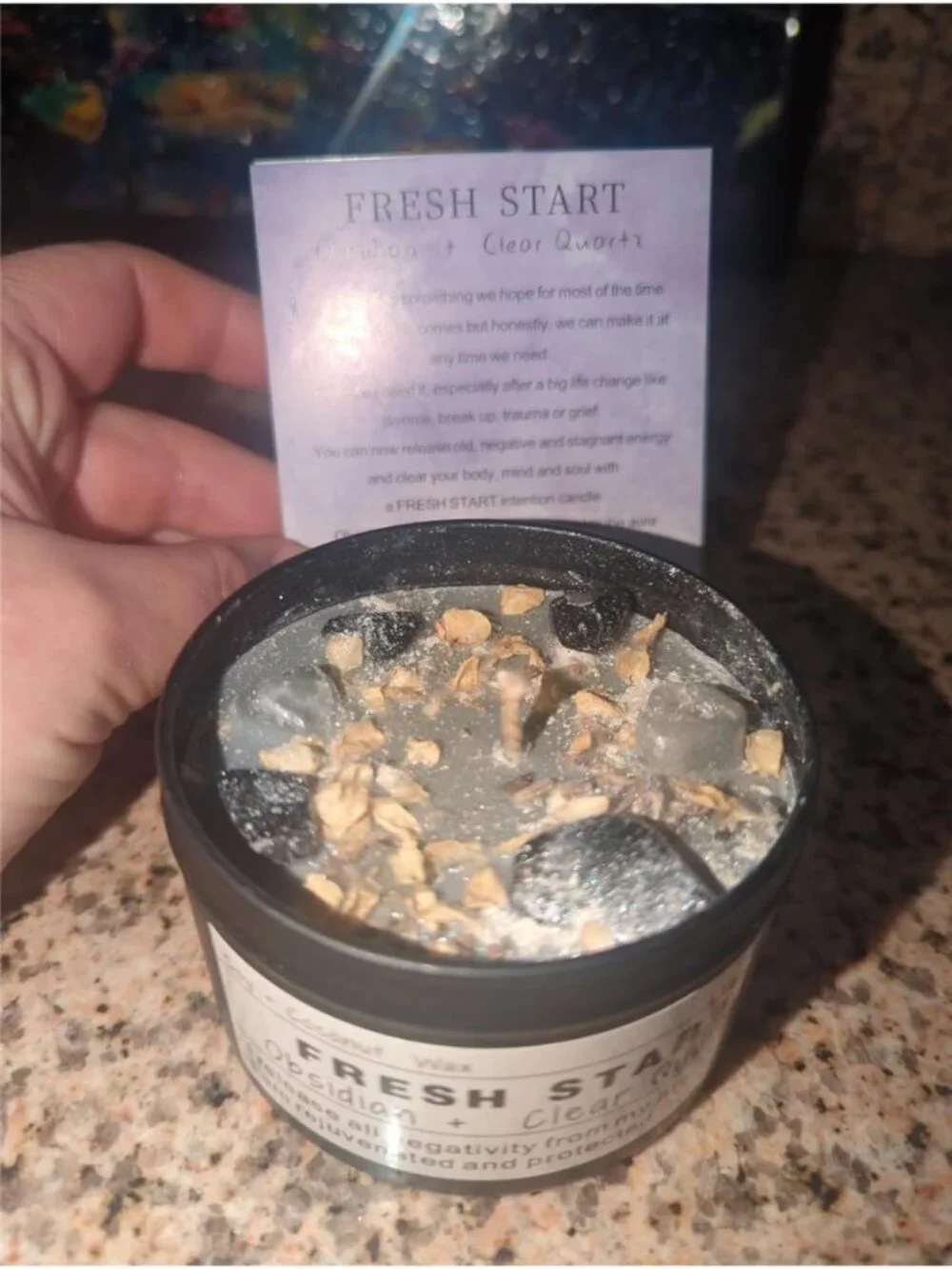 Crystal Candle, Healing Energy Protection Gift, Mindful Intentions
